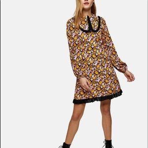 Topshop oversized collar mini dress in floral print